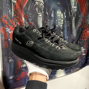 Skechers Shape-UPS 2.0 11801 Women's 8 Black Leather Athletic Running Sneaker